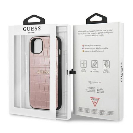 Guess Croco Stamp Lines - iPhone 13 mini tok (rózsaszín)