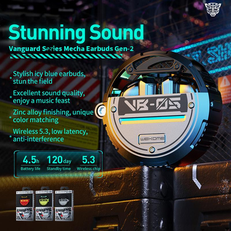 WEKOME VB05 Vanguard Series - bezdrátová sluchátka Bluetooth V5.3 TWS s nabíjecím pouzdrem (červená)