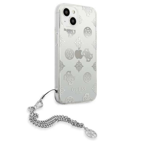 Guess Peony Chain Handle - Etui iPhone 13 mini (srebrny)