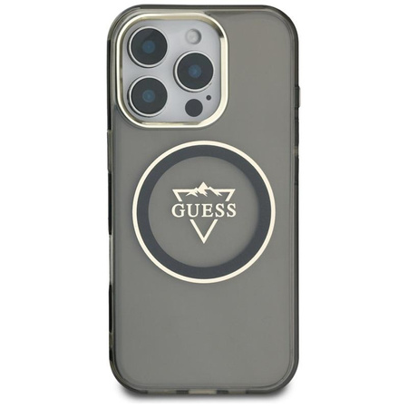 Guess IML Metal Mountain Logo MagSafe - Pouzdro pro iPhone 16 Pro Max (černé)