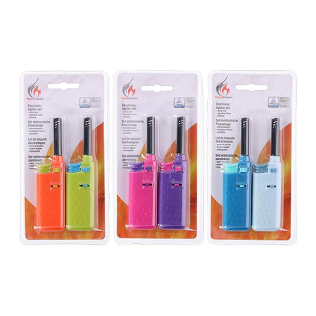 Gas lighter for barbecue / kitchen 14 cm 2 pcs. (orange / green)