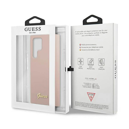 Guess Silikon Skript Metall Logo - Samsung Galaxy S23 Ultra Fall (rosa)