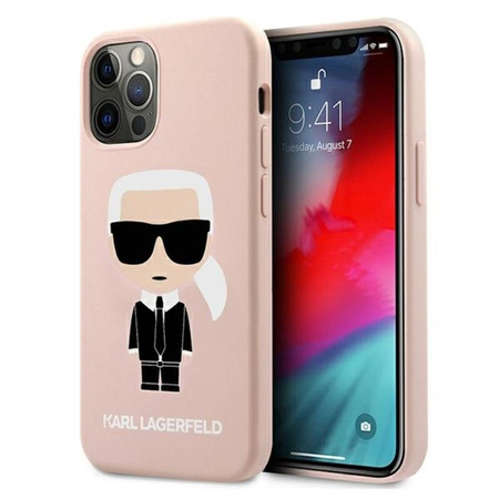 Karl Lagerfeld Fullbody szilikon ikonikus - iPhone 12 / 12 Pro tok (világos rózsaszín)