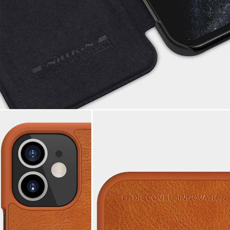 Kožené pouzdro Nillkin Qin - Pouzdro pro Apple iPhone 12 Mini (modré)
