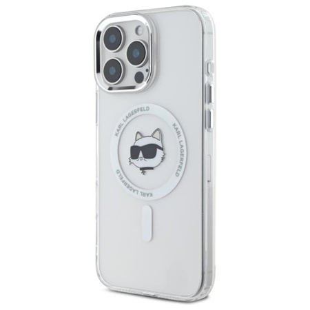 Karl Lagerfeld IML Metall Choupette Kopf MagSafe - iPhone 16 Pro Max Tasche (weiß)