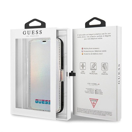 Guess Iridescent Booktype - iPhone 11 Tasche (Silber)