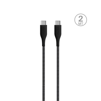 PURO Fabric Ultra Strong - Nagy teherbírású USB-C / USB-C kábel 2m (fekete)