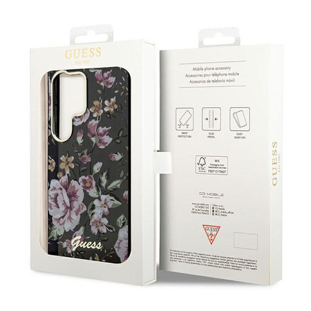 Guess Flower Collection - Samsung Galaxy S23 Ultra Tasche (schwarz)