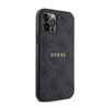 Guess 4G Collection Leder Metall Logo MagSafe - iPhone 12 / iPhone 12 Pro Tasche (schwarz)