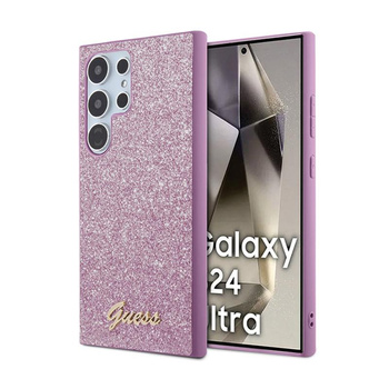 Guess Glitter Flakes Metal Logo Case - Samsung Galaxy S24 Ultra Case (purple)