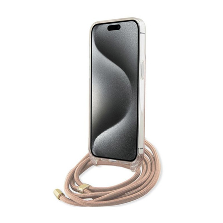 Guess Crossbody Cord 4G Print - iPhone 15 Pro Tasche (rosa)