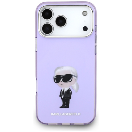 Karl Lagerfeld IML Aquarelle Karl & Choupette & Logo MagSafe - Custodia per iPhone 17 Pro Max (Viola)