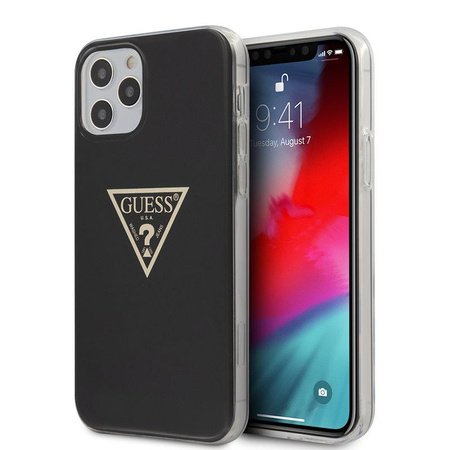 Guess Metallic Triange - iPhone 12 / iPhone 12 Pro Tasche (schwarz)