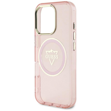 Guess IML Metal Mountain Logo MagSafe - étui pour iPhone 16 Pro (rose)