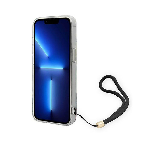 Guess Flower Cord - Etui avec dragonne iPhone 14 Plus (bleu)