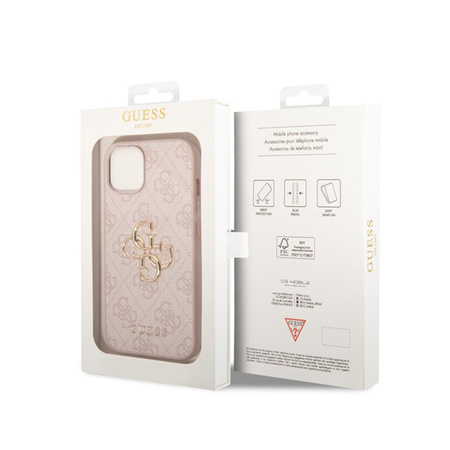 Guess 4G Big Metal Logo - Etui iPhone 15 (różowy)