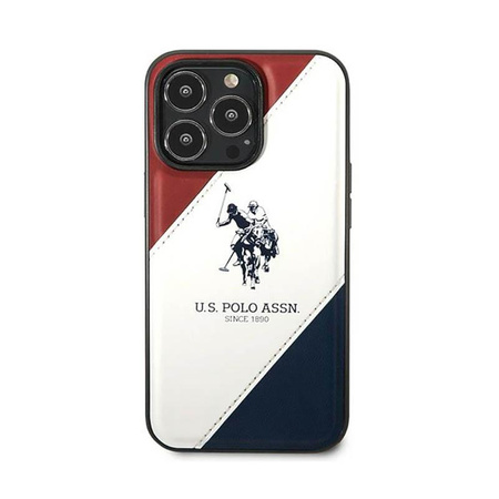 US Polo Assn Tricolor Embossed - Hülle für iPhone 14 Pro (Weiß)