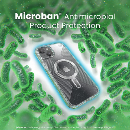 Speck Presidio Lux Grip ClickLock & Magsafe - Coque pour iPhone 15 Plus (Transparente / Finition Chrome / Argent Serein)