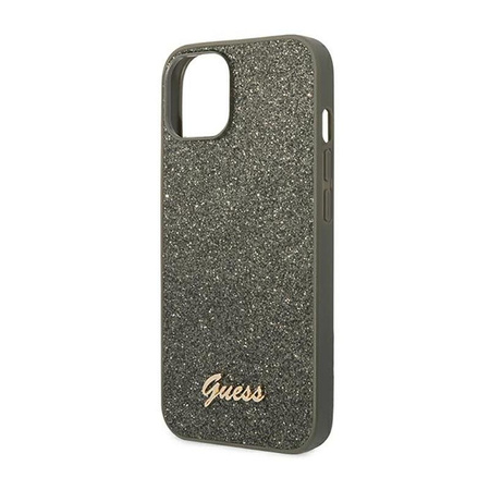 Guess Glitter Flakes Metall Logo Tasche - iPhone 14 Plus (grün)