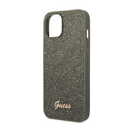 Guess Glitter Flakes Metall Logo Tasche - iPhone 14 Tasche (grün)