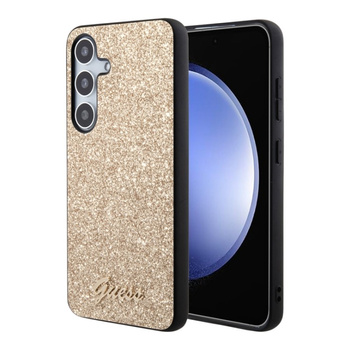 Guess Glitter Flakes Metal Logo Case - Samsung Galaxy S24 Case (Gold)