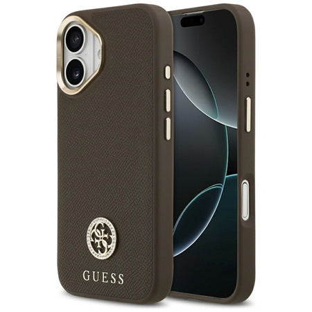 Guess Grained Strass Logo MagSafe - Hülle iPhone 17 (braun)
