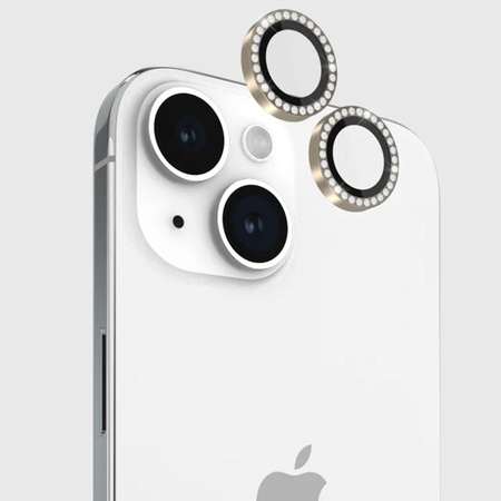 Kate Spade New York Aluminum Ring Lens Protector - Szkło ochronne na obiektyw aparatu iPhone 15 / iPhone 15 Plus (Set in Stone Gold)