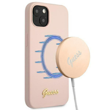Étui Guess Silicone Script MagSafe - iPhone 13 (rose)