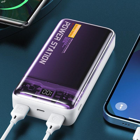 WEKOME WP-351 Vanguard sorozat - Power bank 20000 mAh PD 20W + QC 22.5W (lila / átlátszó)