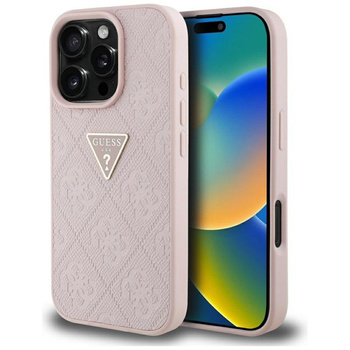 Guess Hot Stamp 4G Pattern Triangle Metal Logo - Case for iPhone 16 Pro (pink)