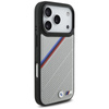 Custodia MagSafe per iPhone 17 Pro con logo in metallo tricolore BMW M (grigio)