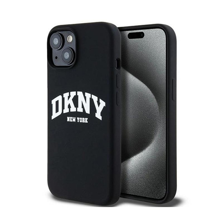 DKNY Liquid Silicone White Printed Logo MagSafe - iPhone 14 / 15 / 13 Case (noir)