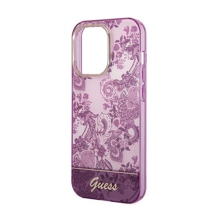 Guess Porcelain Collection - pouzdro pro iPhone 14 Pro (fuchsiová)