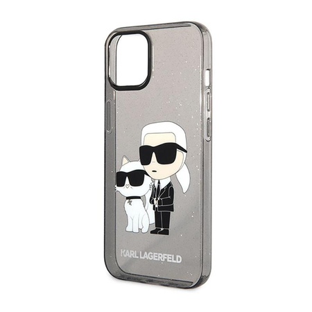 Karl Lagerfeld IML Glitter NFT Karl & Choupette - Coque iPhone 12 / iPhone 12 Pro (noir)
