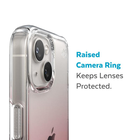 Speck Presidio Perfect-Clear + Ombre - iPhone 14 / iPhone 13 Case with MICROBAN Coating (Clear / Vintage Rose Fade)