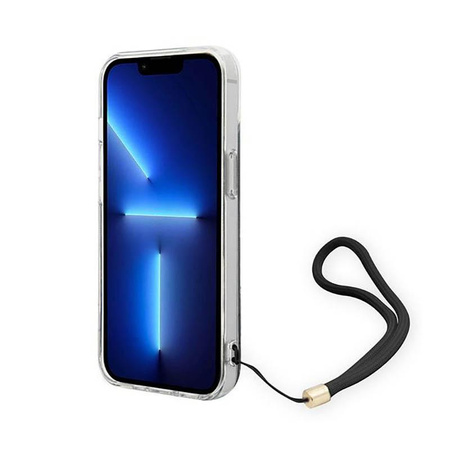 Guess 4G Print Cord - pouzdro se šňůrkou na iPhone 14 Plus (černé)