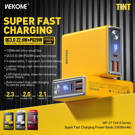 WEKOME WP-27 Tint Series - Power banka 10000 mAh Super rychlé nabíjení USB-C PD 20W + 2x USB-A QC3.0 22,5W (bílá)