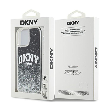 DKNY Liquid Glitter Big Logo - Coque iPhone 12 / iPhone 12 Pro (noir)