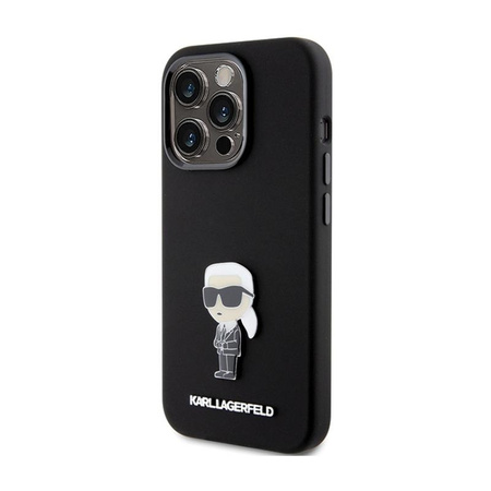 Karl Lagerfeld Silicone Ikonik Metal Pin - iPhone 15 Pro Case (black)