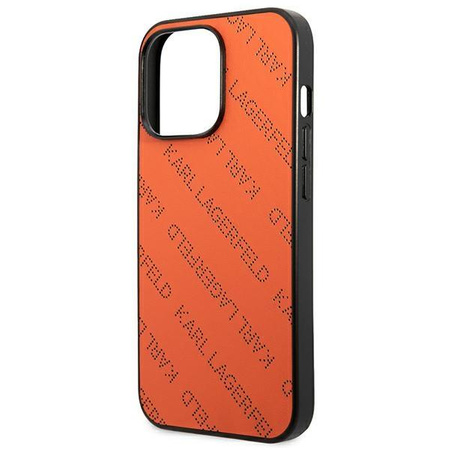 Karl Lagerfeld Perforated Allover - kryt pro iPhone 13 Pro (oranžový)