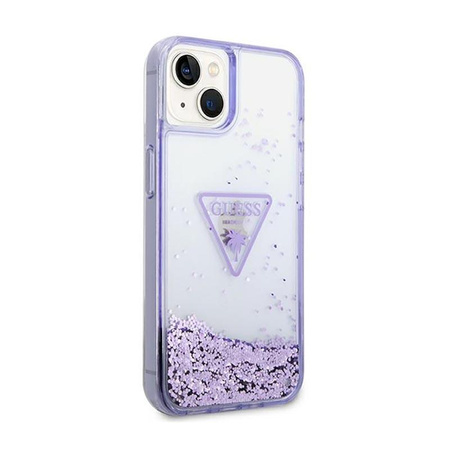 Guess Liquid Glitter háromszög logó tok - iPhone 14 Plus tok (lila)