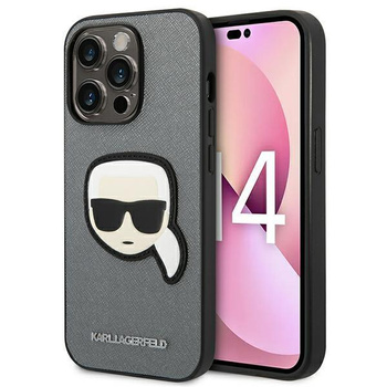 Karl Lagerfeld Saffiano Karl Head Patch Case - iPhone 14 Pro Tasche (silber)