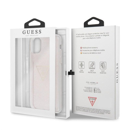 Guess Solid Glitter Triangle - Etui iPhone 11 Pro Max (Pink)