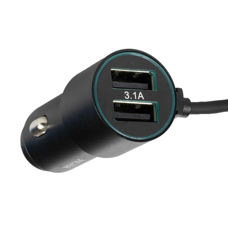 WEKOME WP-C44 Pop Digital Series - Car charger with integrated 3-in-1 USB-C / Lightning / Micro USB + 2x USB-A 33W cable (Black)