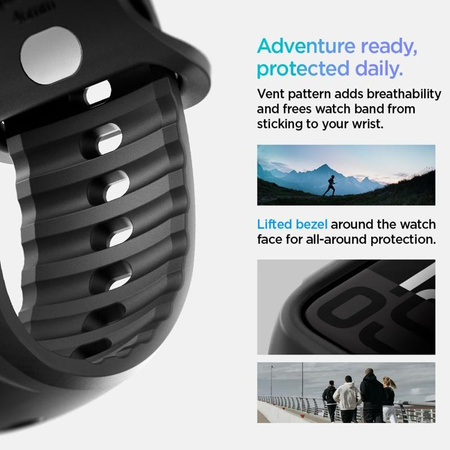 Spigen Liquid Air Pro - Pánt tokkal Apple Watch 10 46 mm-es órához (matt fekete)