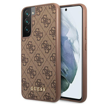 Guess 4G Metal Gold Logo - pouzdro pro Samsung Galaxy S22+ (hnědé)