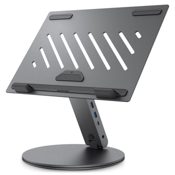 Spigen LD204H Laptop Stand Hub - Laptop Stand with 6-in-1 Hub (Space Grey)