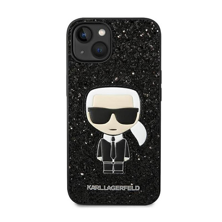 Karl Lagerfeld Glitter Flakes Ikonik - Coque pour iPhone 14 Plus (noir)
