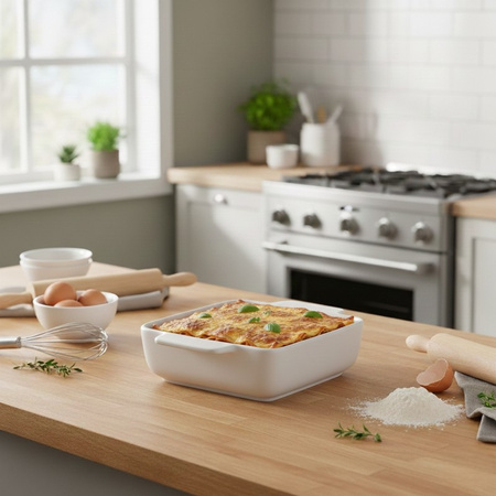 Alpina - Quadratische, ofenfeste Keramikform 21x15,8x5,8 cm (weiß)