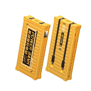 WEKOME WP-339 Container Series - Powerbank 10000 mAh Super Charging mit integriertem USB-C & Lightning PD 20W + QC 22.5W Kabel (Gelb)